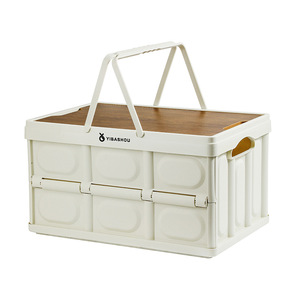 Yibashou Foldable Storage Box 29Cm To 6.5Cm <b>Portable</b> Outdoor Camping <b>Table</b> With Wood Top - Product Image 2