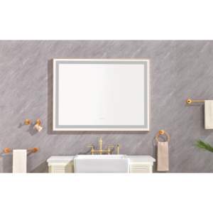 Miroir mural de salle de bain éclairé par LED moderne DB 48*36 ovale encadré haute luminosité + anti-buée contrôlé séparément pour la décoration - Product Image 1