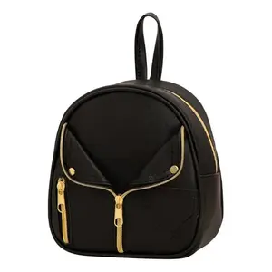 Mochila Escolar para Niñas Fana Yara M6909, Negra Lisa, 1L, Mochila de Moda de Microfibra y Cuero Sintético - Product Image 1