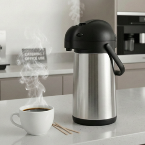Insulated Stainless Steel Vacuum Coffee Air Pot with Pump, Large Capacity <b>Thermos</b> Flask for Hot Beverage - Product Image 1