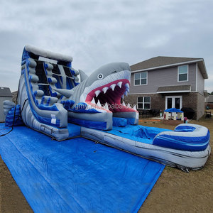 Glissière d'eau gonflable de Style bleu, glissière d'eau gonflable utilisée, grande <span class=keywords><strong>piscine</strong></span> de requin, parc aquatique gonflable - Product Image 2
