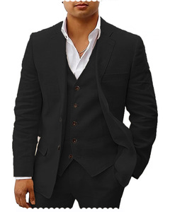 <span class=keywords><strong>Trajes</strong></span> <span class=keywords><strong>de</strong></span> 3 Piezas Casuales y Transpirables para Hombre, Personalizables al por Mayor, <span class=keywords><strong>de</strong></span> Algodón y Lino, Frescos para Verano, <span class=keywords><strong>Playa</strong></span>, Boda, Blazer, Chaleco y Pantalón - Product Image 5