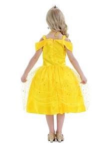 Disfraz de Princesa Amarilla para Niñas, Vestido de Algodón con Tirantes para Fiestas y Eventos - Product Image 3