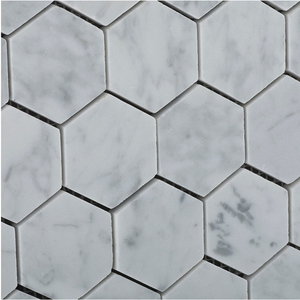 Dth <span class=keywords><strong>Stone</strong></span> 2 "Carrara Blanco Hexágono Mármol Mosaico Azulejos Precio para piso - Product Image 2