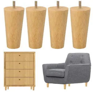 Sofa Leg Modern Furniture Tapered Round Stool Chair Feet Solid Furniture Feet Side Bed Cabinet Wooden Sofa Legs For Sofa