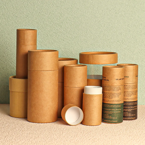 Tubo de Papel Kraft Personalizado, Ecológico, Reciclable y Biodegradable para Té, Café y Granos, Cilindro con Estampado - Product Image 1