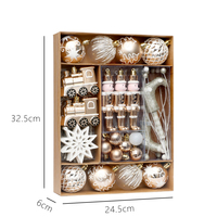 Lot de 50 décorations de Noël dorées champagne, boules incassables, casse-noisettes, trains, glaçons, décorations suspendues, boîte cadeau Kraft pour sapin de Noël
