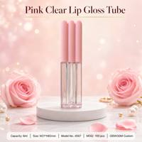 Tube de brillant à lèvres triple canon ISMAN, flacon transparent avec applicateur doe foot, emballage cosmétique vide 6ml rose, vente en gros