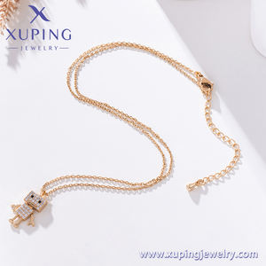 XUPING Collar con Colgante de Robot de Acero Inoxidable Chapado en Oro de 18K con Circonita Cúbica para Mujer, Joyería Minimalista - Product Image 4