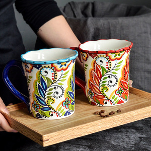 Taza de Cerámica Pintada a Mano de Estilo Bohemio Creativo, Taza de Café, Taza para Agua - Product Image 1