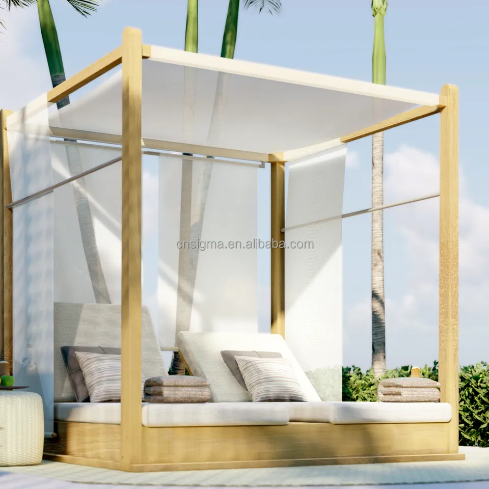 Оптовая продажа, роскошный уличный шезлонг для пляжа, бассейна, шезлонг из тикового дерева