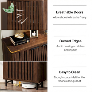 <span class=keywords><strong>Meuble</strong></span> à chaussures 6 niveaux grand format avec porte, organisateur d'entrée en bois, étagère à chaussures étroite avec tiroir pour salon et appartement - Product Image 2