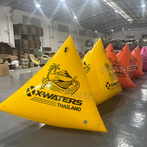Marqueur triangulaire gonflable en PVC personnalisé pour événements aquatiques, flotteur de <span class=keywords><strong>triathlon</strong></span> jaune pour marquages de course - Product Image 3