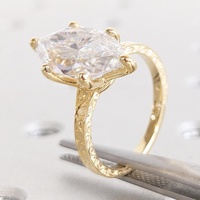 Anillo de Compromiso de Diamante Cultivado en Laboratorio CVD/HPHT con Certificado IGI, Corte Marquesa de 0.5-3CT, Estilo Vintage con Filigrana, Oro Sólido de 18K Personalizado