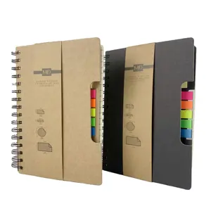 Notebook de alta qualidade eco amigável impressão impressão impressão impressa reycled a5 notebook com nota pegajosa e caneta