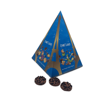 Kunden spezifische Weihnachts pyramide Wellpappe Geschenk box Schokolade geformt mit UV-Vorteil und Prägung Druck handhabung