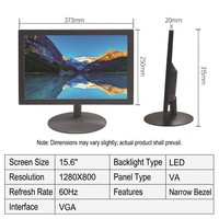 Moniteur industriel 15,6 pouces, écran LCD HD 1280x800 avec panneau VA, port HDMI, support VESA pour système de surveillance CCTV