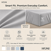 Ensemble de literie en gros HONI certifié OEKO-TEX, 50% polyester, 50% coton, 300 fils, 4 pièces, drap plat anti-plis pour lit simple