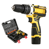 Perceuse à percussion au lithium 12V jaune, ensemble 3 fonctions, perceuse rechargeable domestique alimentée par une nouvelle technologie, personnalisable OEM