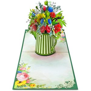 Watering Can Pop up Birthday Card 3D Flowers Greeting Card with Die Cutting & <b>Matte</b> <b>Varnishing</b> for Women Wife Mum Valentine - Product Image 3