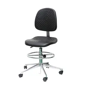 Antistatic Industrial Black Height Adjustable ESD PU Foam Chairs With Footrest Ring Cleanroom Lab Chairs