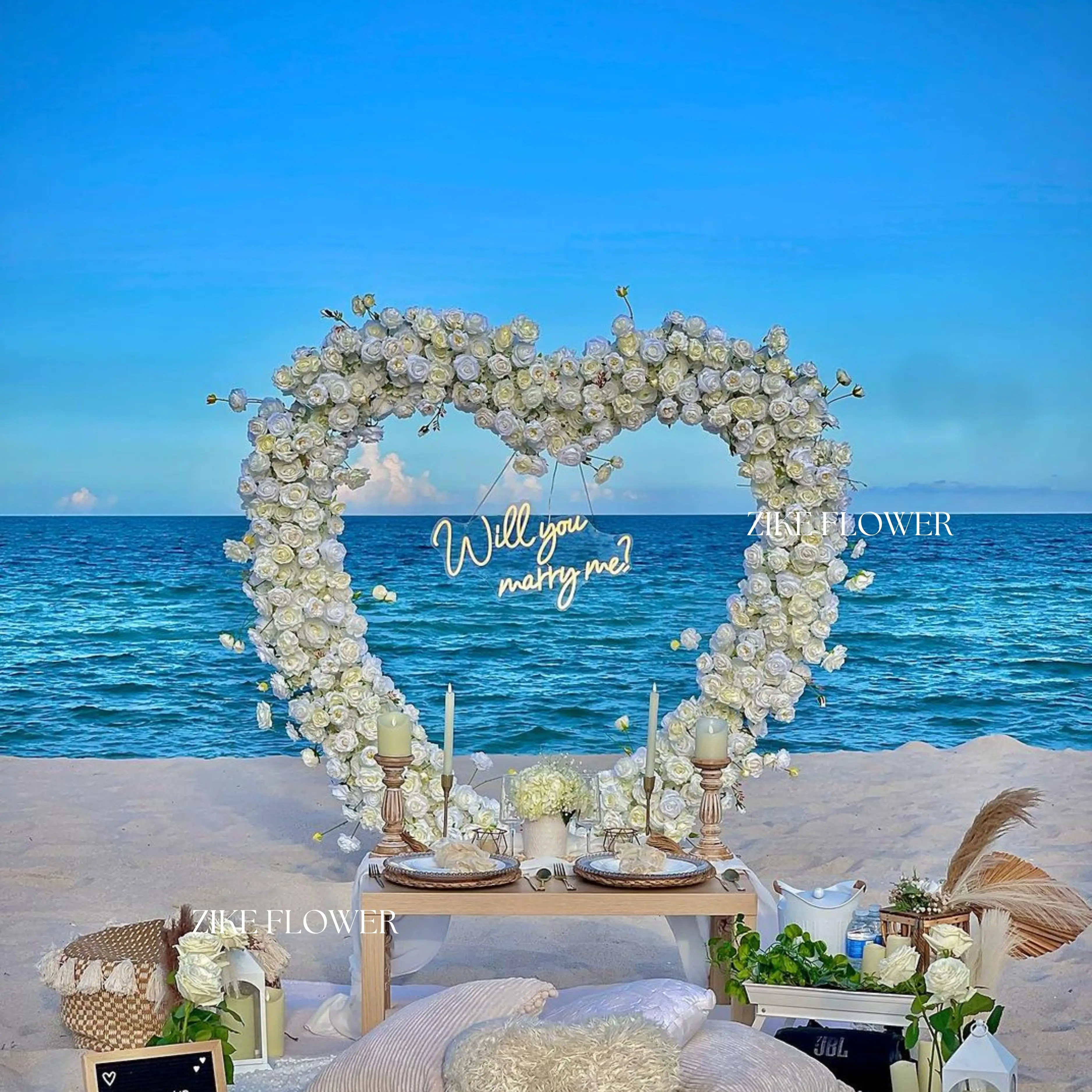 ProposalSetup Heart Shape Flower 1st Birthday Christening   Bridal Shower Decor Set for Photo Booth Props