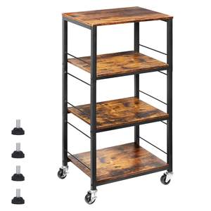 Chariot de cuisine à <span class=keywords><strong>roulettes</strong></span> Chariot de service industriel Table à micro-ondes Chariot de service Stand 4 Tier Wheels Rolling Bar Cart - Product Image 1