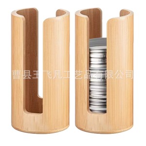 Bamboo Mason Jar Lid Organizer 7.8cm Diameter Vertical Storage <b>Box</b> For Regular Lids Home Kitchen Organization - Product Image 5