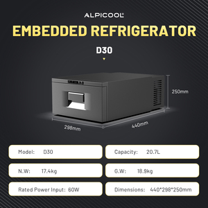 Réfrigérateur <span class=keywords><strong>Alpicool</strong></span> <span class=keywords><strong>D30</strong></span> DC AC, économie d'espace, 12V, double usage, glacière portable, glacière de camping, congélateur extérieur, camion, fourgon, réfrigérateur de voiture - Product Image 4