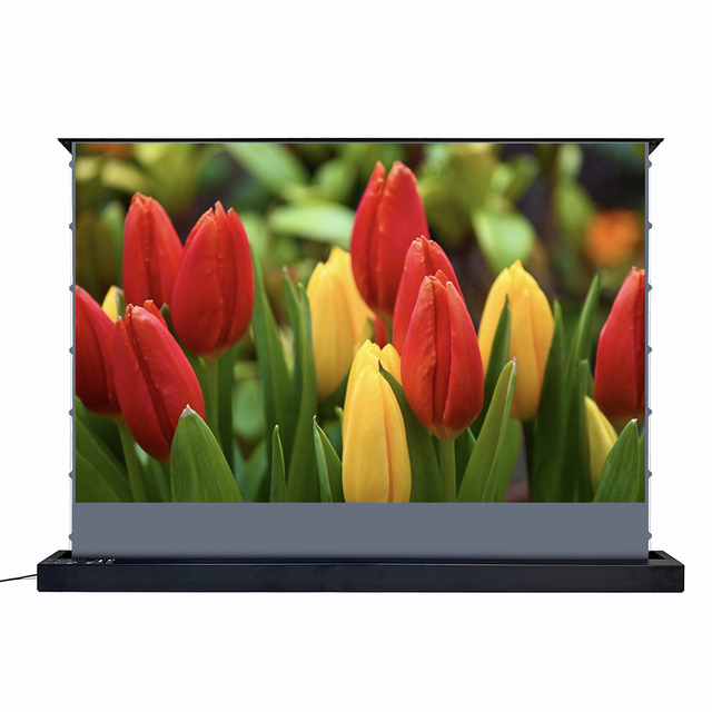 133" Inches Motorized Floor-Rising Long Throw ALR Screen White Housing Compatible with Lumen 2500ANSI of Ordinary Projector