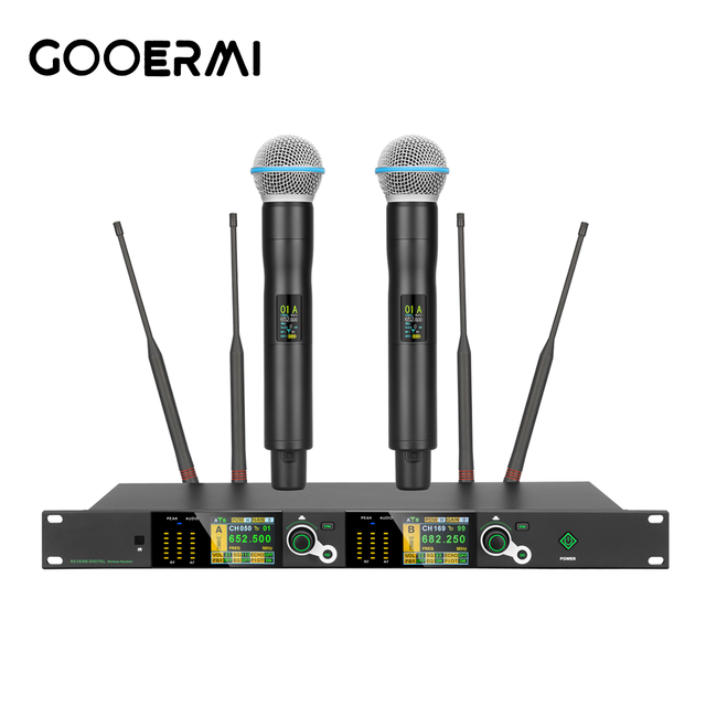 PL-32 Professional UHF Wireless Microphone System True Diversity 200 Channels Built in EQ Reverb Anti Feedback Church Stage DJ