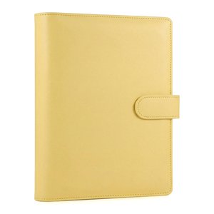 A5 A6 Yellow PU Leather Loose Leaf Personal Planner Wallet Money Organizer <strong>Cash</strong> <strong>Stuffing</strong> <strong>Binder</strong> for A6 Filler Paper - Product Image 1
