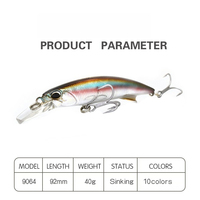Leurre de pêche coulant Minnow 92mm 40g, appât artificiel, vente en gros, matériel de pêche pour poissons prédateurs d'eau douce et d'eau salée