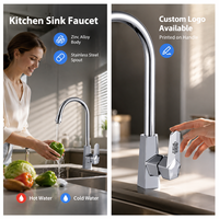 Robinet de cuisine à poignée unique en alliage de zinc au design moderne, finition chromée, pour usage hôtelier, avec valve en céramique, mélangeur d'eau chaude et froide, vente en gros