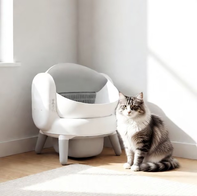 Self Cleaning Litter Box Smart Automatic Cat Toilet with Open-Top Design APP Control Dual Safety Sensors