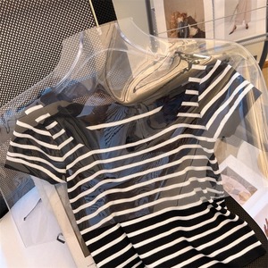 Camiseta de Manga Corta a Rayas Tejida a Mano Estilo Vintage <span class=keywords><strong>para</strong></span> Mujer, <span class=keywords><strong>Verano</strong></span> 2026, Nueva, Popular, de Alta Gama - Product Image 2