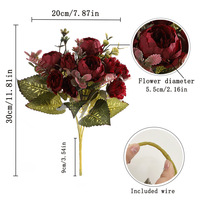 Vente en gros de bouquets de fleurs artificielles en soie de haute qualité, fabriquées à la main, parfumées, douces au toucher, de pivoine et de clou de girofle, pour mariage et Noël
