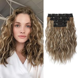 Extensions de cheveux à clipser, courtes, bouclées, ondulées, blondes, invisibles, en dentelle, naturelles, douces, blondes dorées - Product Image 2