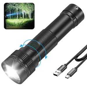 Boruit Đèn pin công suất cao lumen 10000 ST12 Đèn pin cầm tay có thể sạc lại zoom zoom