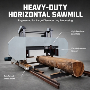 Sierra de cinta horizontal de alta resistencia, ancho de corte máximo de 2500 mm, máquina de aserradero para corte primario de troncos de gran diámetro - Product Image 1