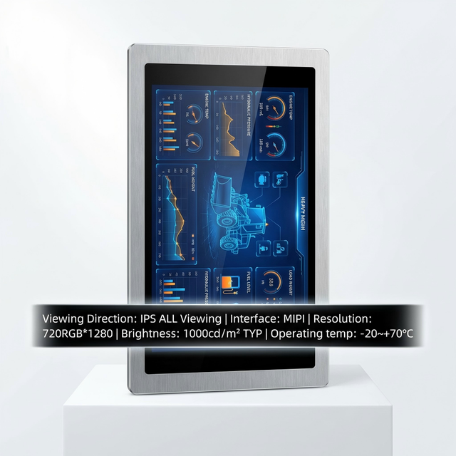 10.1inch 720x1280 IPS LCD Display J0936501-H3 MIPI Interface 1000 Cd/m Brightness Wide Temperature Range TMK Brand Dashboard LED