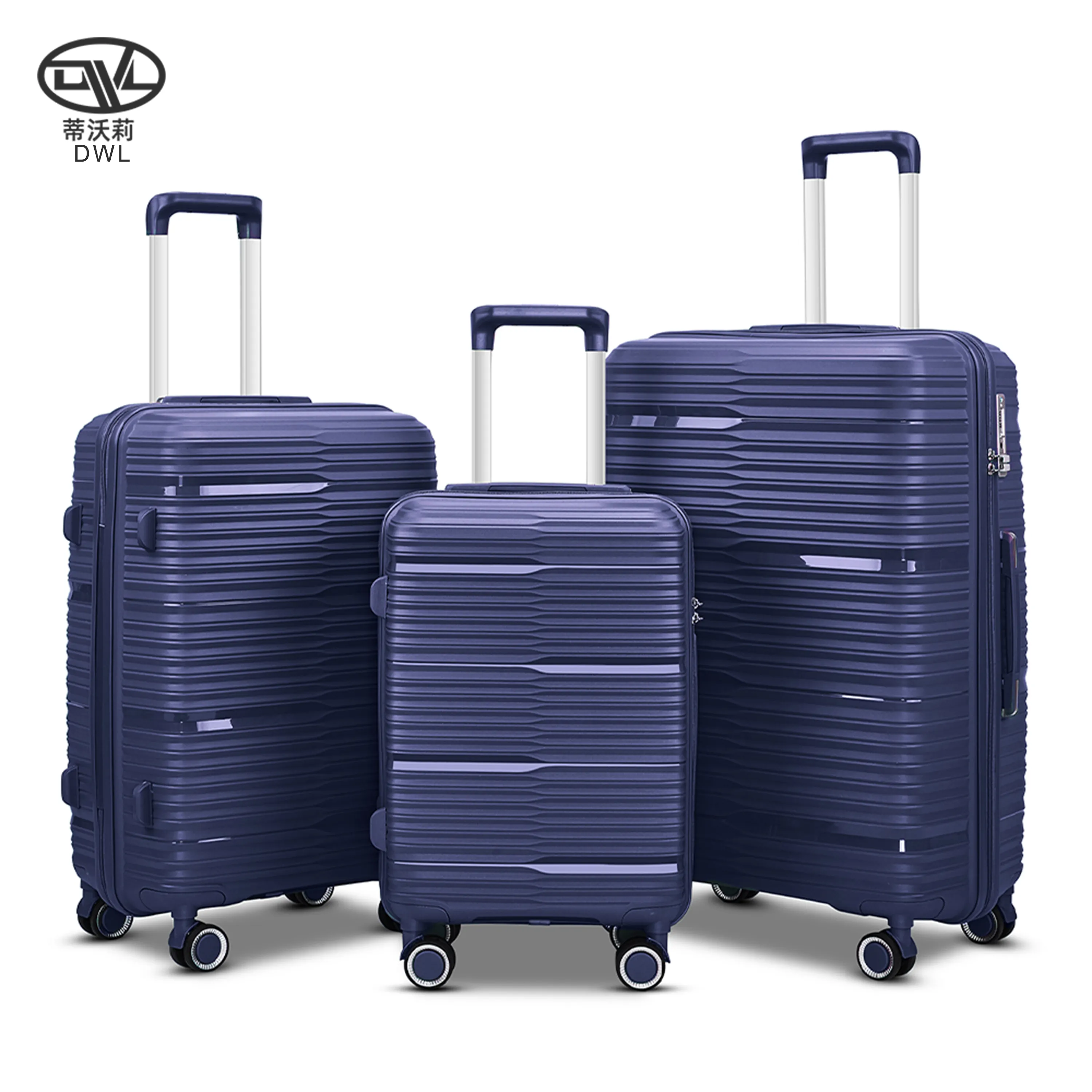 DWL Universal 14/20/24/28inch fashion luggage set PP hardshall travel business Waterproof 4pcs trolley luggage suitcase set