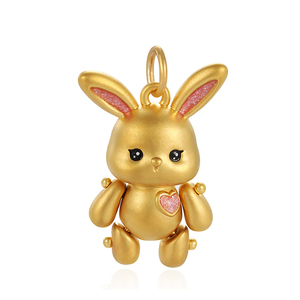 Emballage personnalisable pendentif logo nouveau design membres mobiles collier en forme de lapin accessoires pendentif en or massif 24K - Product Image 1