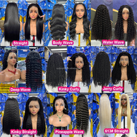 Wig Rambut Asli Brasil Deep Wave Lace Frontal Transparan HD 180% Density untuk Wanita Kulit Hitam