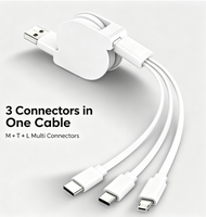 Câble de charge USB rétractable 3-en-1 multi-embouts TPE 3A à charge rapide et synchronisation des données, Micro USB Type C 8 broches, logo personnalisé pour téléphone