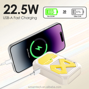 Powerbank magnético 15W banco de energía inalámbrico USB 22,5 W carga rápida <span class=keywords><strong>con</strong></span> Cable <span class=keywords><strong>enchufe</strong></span> de CA soporte plegable batería de repuesto <span class=keywords><strong>externa</strong></span> - Product Image 4