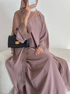 Abaya EID 2026 Dubaï, Nouveau Design Élégant, Abaya en Dentelle Nida, Robe Intérieure, Ensemble 2 Pièces, Abaya de Luxe, Robe Musulmane pour Femmes, Vêtements Islamiques - Product Image 1