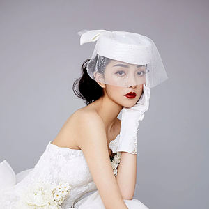 Hera élégant mariée blanc <span class=keywords><strong>chapeau</strong></span> court voile <span class=keywords><strong>cheveux</strong></span> fascinateur femmes chapeaux fête <span class=keywords><strong>mariage</strong></span> fasciantors - Product Image 2