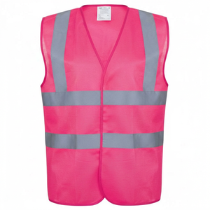 Gilet <span class=keywords><strong>de</strong></span> sécurité réfléchissant rose et violet en stock avec fermeture auto-agrippante flexible, logo personnalisable, vêtement <span class=keywords><strong>de</strong></span> travail haute visibilité - Product Image 1