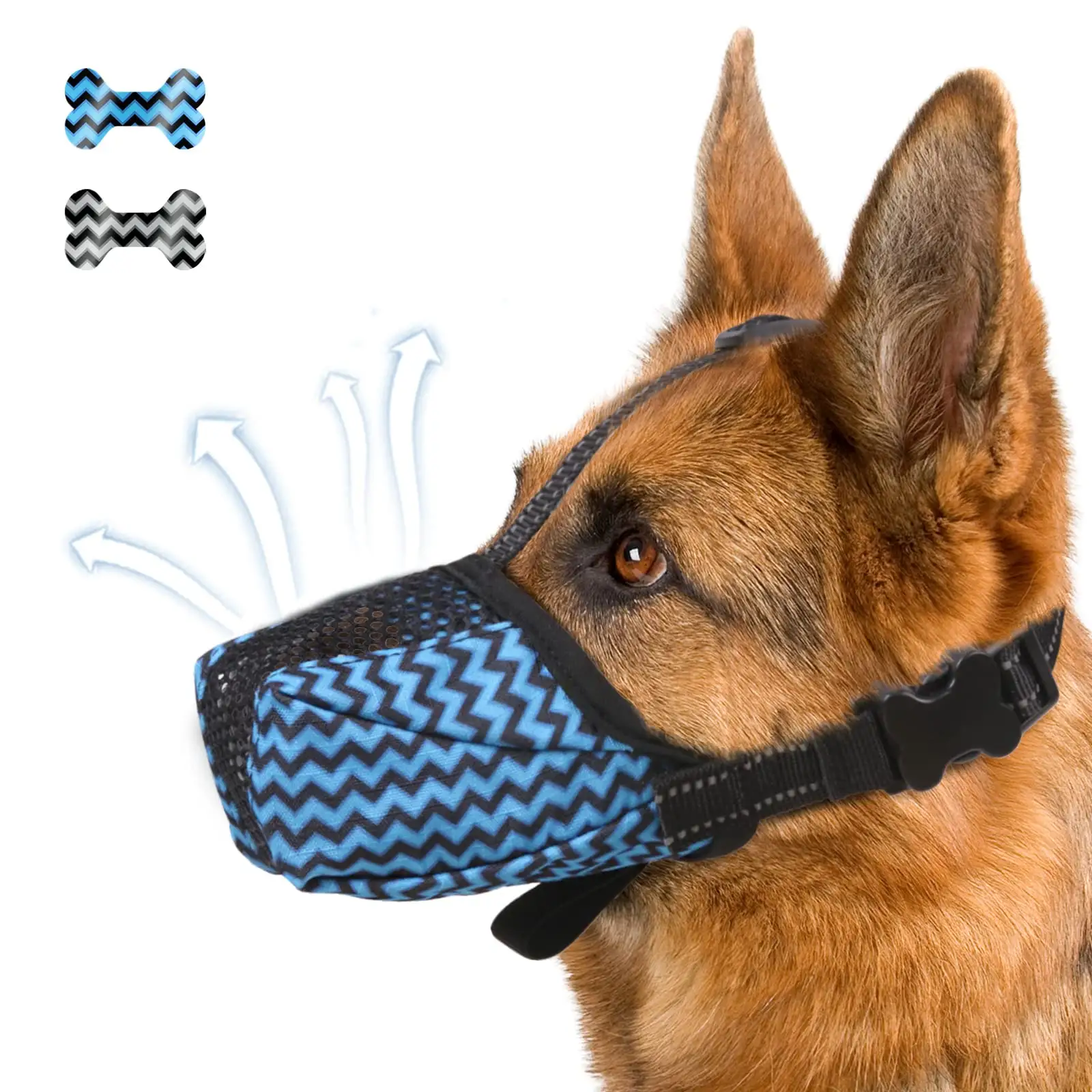Anti & Prevent Soft Basket Muzzle Biting Barking Chewing Dog Muzzle Air Mesh Breathable Muzzle with Reflective Adjustable Strap